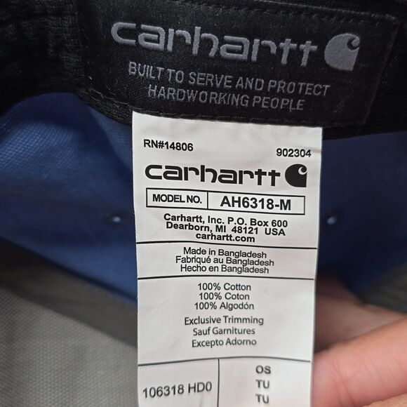 Carhartt Force One Size Canvas Mountain Patch Cap Sweatband Adjustable Snapback - Picture 8 of 8